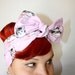 Bow style, Vintage Inspired Head Scarf, Pink with Kittens, Princess