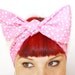 Bow style, Vintage Inspired Head Scarf, Pink with Polka Dots