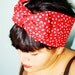 Bow style, Vintage Inspired Head Scarf, Red Polka Dots