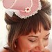 Red and White Striped Mini Top Hat with Mini Back Veil : Peppermint Pretty