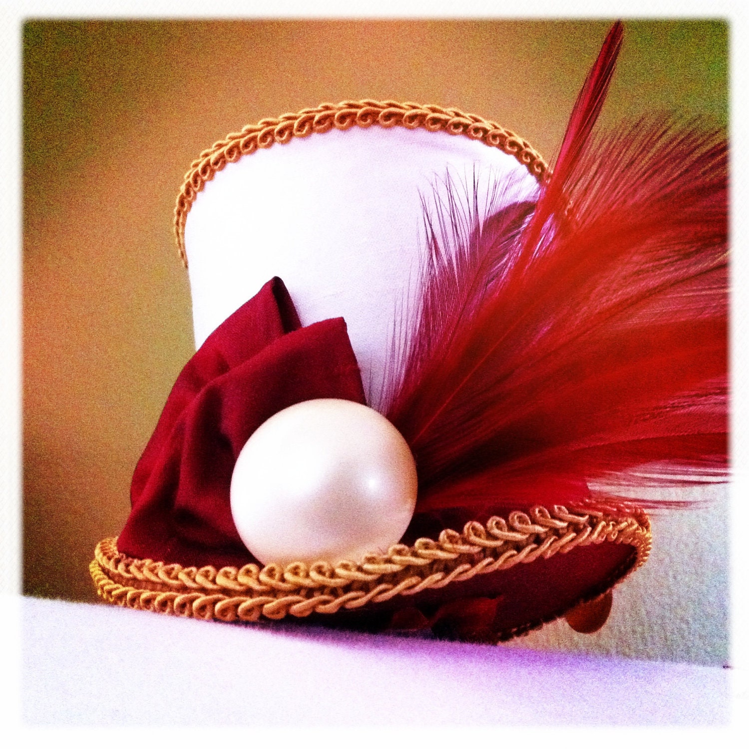 Top Hat - Tiny Hat for willing Dogs, Children and Women Red Gold White