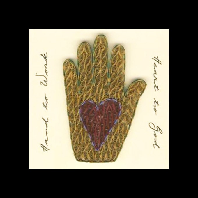 Quilled Heart-In-Hand Folk Art Pattern