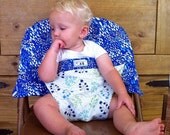 The Anywhere Highchair - Portable Reversible Fabric High chair - Blue Fish and Leaves