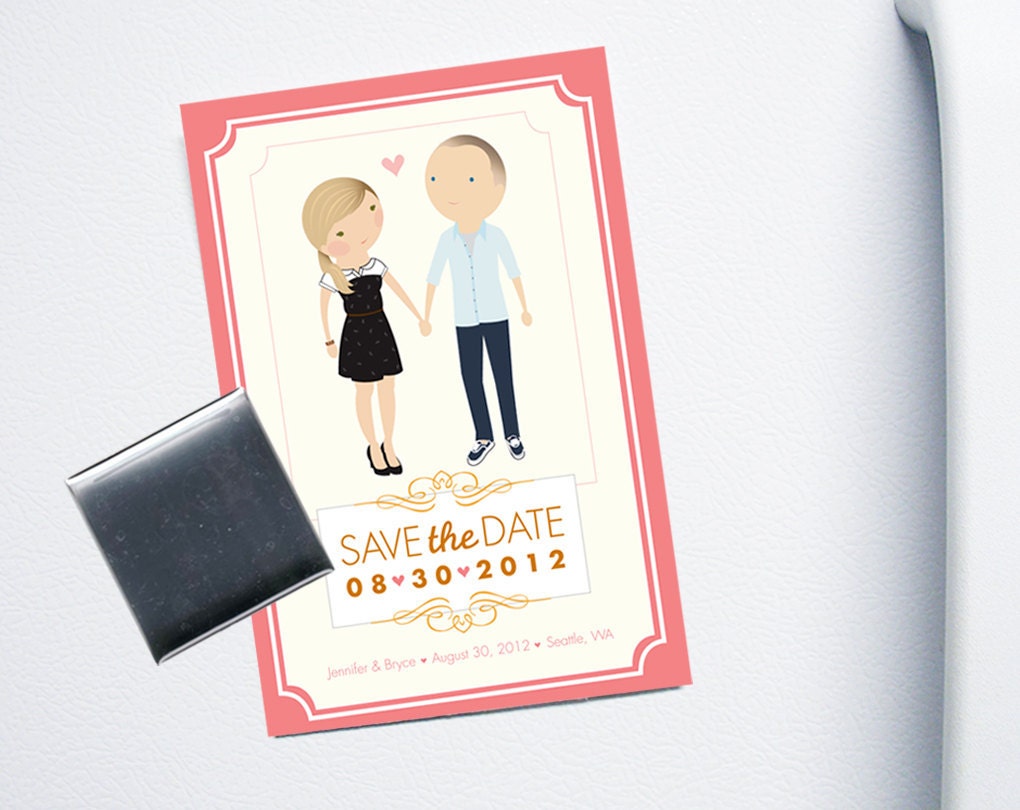 Save the Date Custom Cartoon printable design /full length - Mimosa design