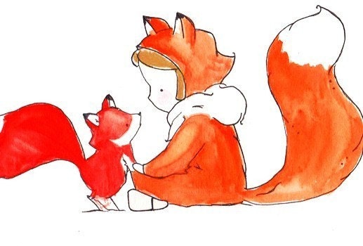 Fox Girl Brunette Archival Print 8x10