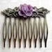 Hair Comb - Antique Brass with Lavender Lotus