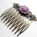 Hair Comb - Antique Brass with Lavender Lotus