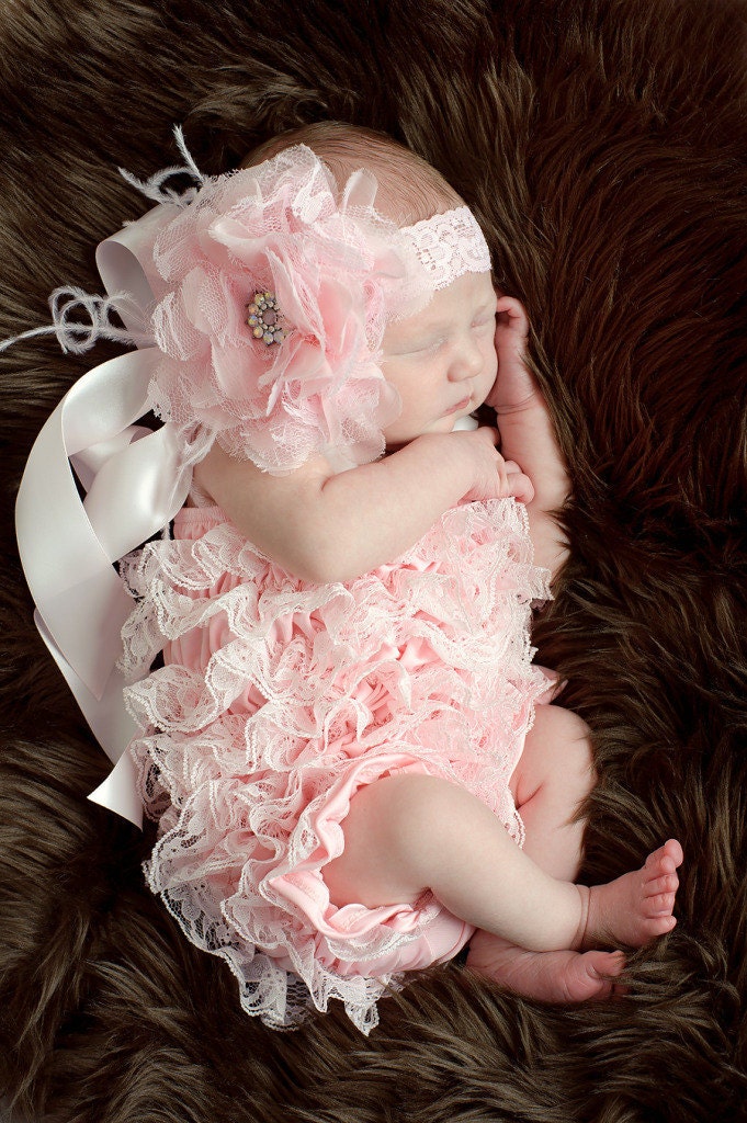 Newborn Lace romper, petti romper light pink - Cotton NB (0-12 months)