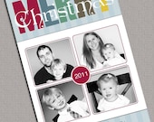 Custom Photo Christmas Cards, printable, Multicolored with Stripes - 461