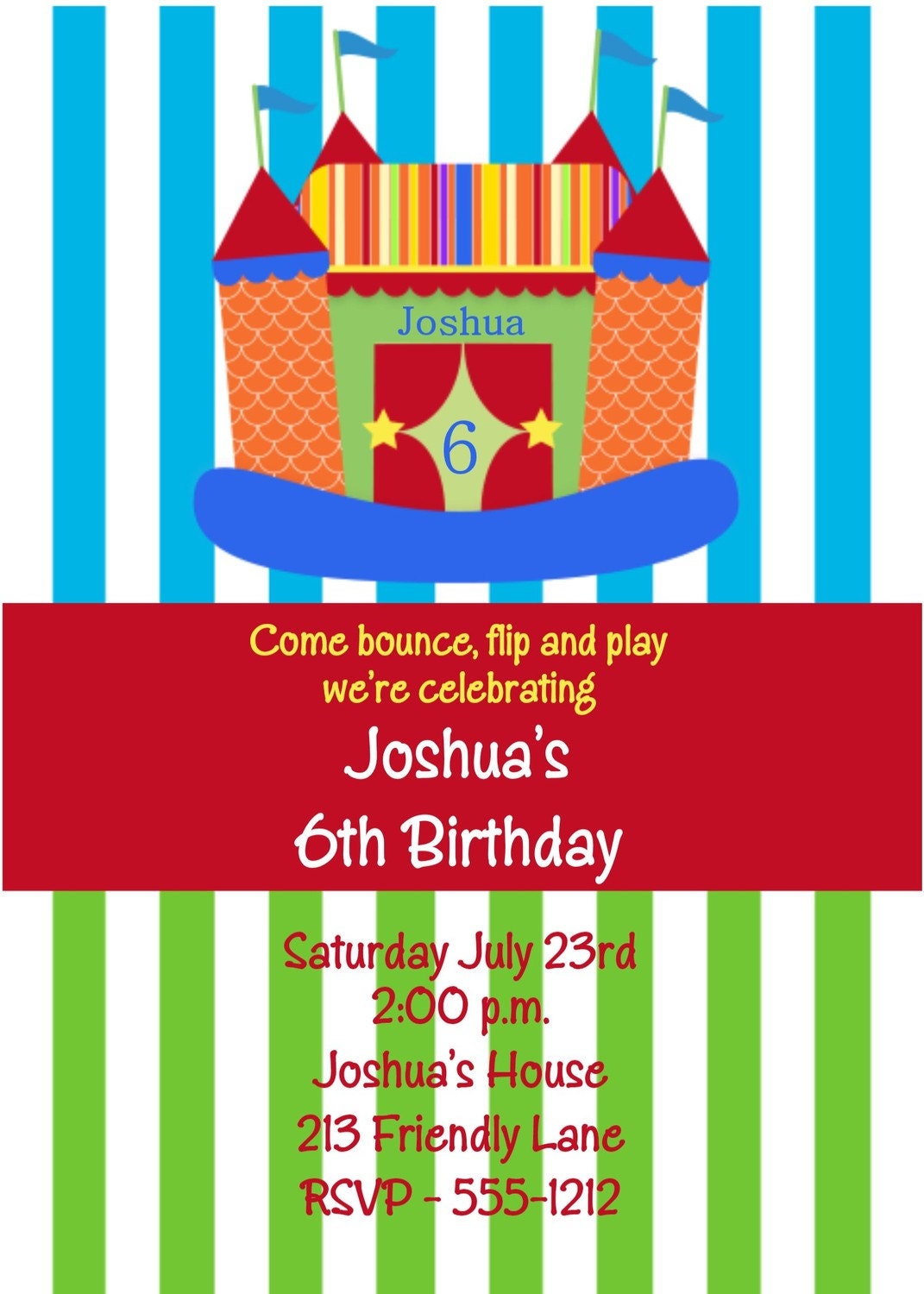 Bounce Castle Birthday Invitation Bounce House Birthday Invitation Bounce Castle Birthday Party Invite Printable