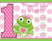 Princess Frog Birthday Party Invitations Princess Frog Invitation Printable or Printed