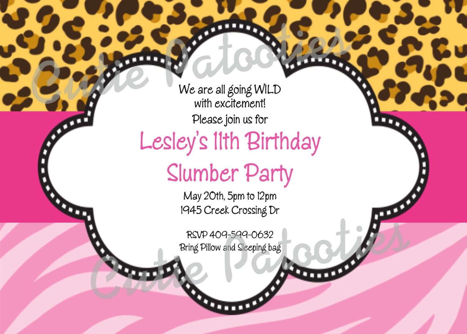 Leopard Cheetah Birthday Invitation Leopard Birthday Invite Printable Il_170x135