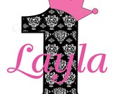 Personalized Black and White Damask Birthday TShirt or Onesie Any Name Any Number Princess Crown Il_170x135