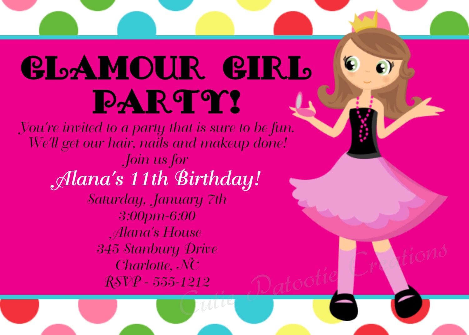 Glamour Girl Birthday Invitation Glamour Girl Birthday Party Invitation Spa Party Birthday Invitation Printable Digital