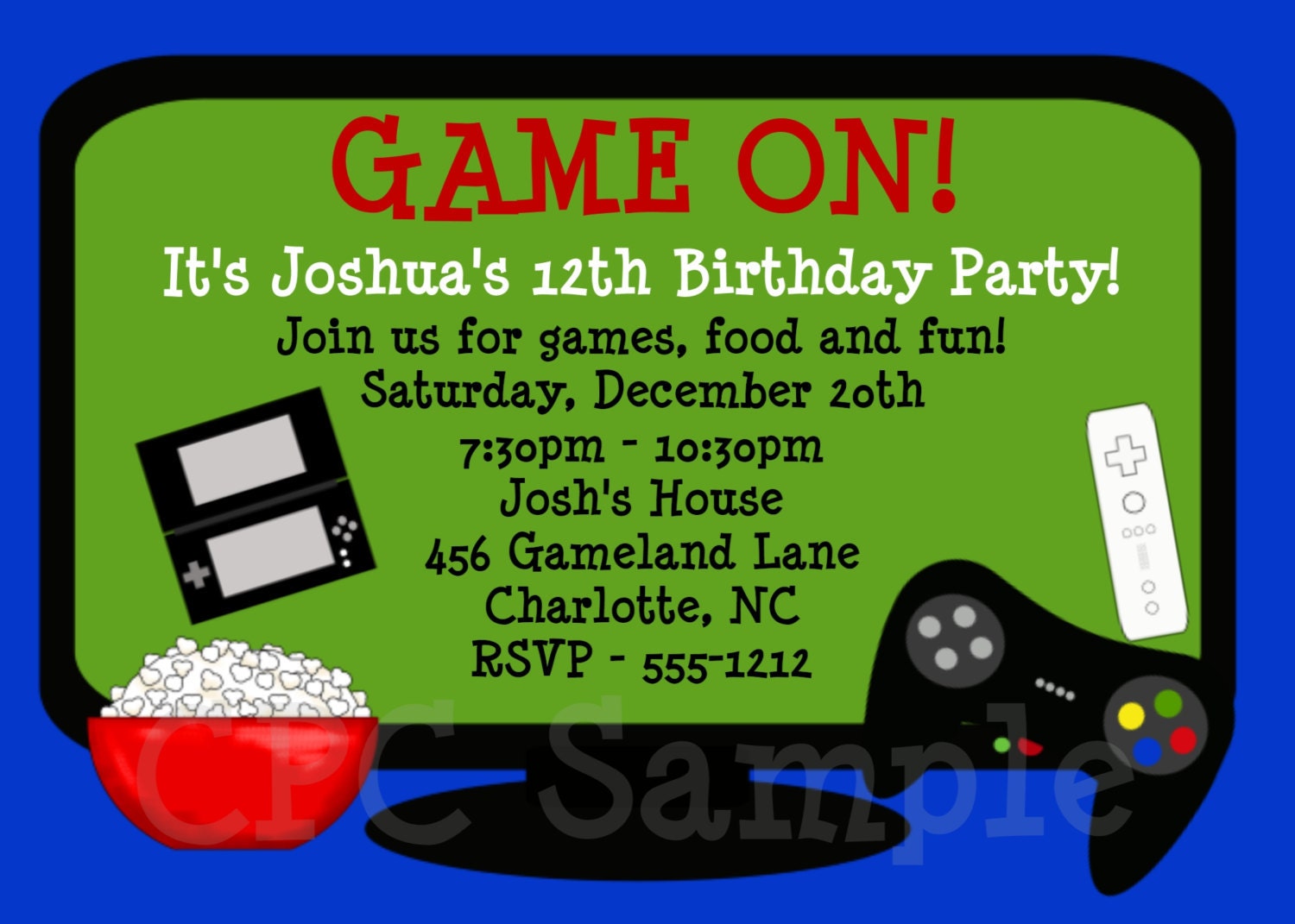 Video Game Birthday Invitation , Game Truck Birthday Invitation , Printable or Printed Il_170x135