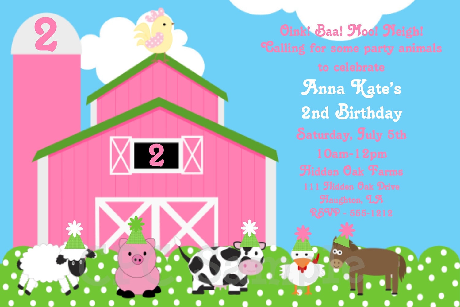 Farm Birthday Invitation Farm Birthday Party Invitations Printable or Printed Il_170x135