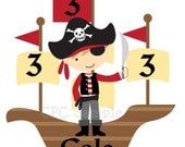 Pirate Ship TShirt or Onesie Girl or Boy Personalized Pirate Ship Birthday Shirt