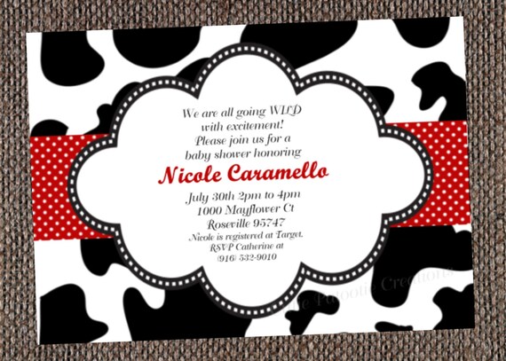 Black White Cow Print Baby Shower Invitation Cow Print Baby Shower Invitation Printable Il_570xn