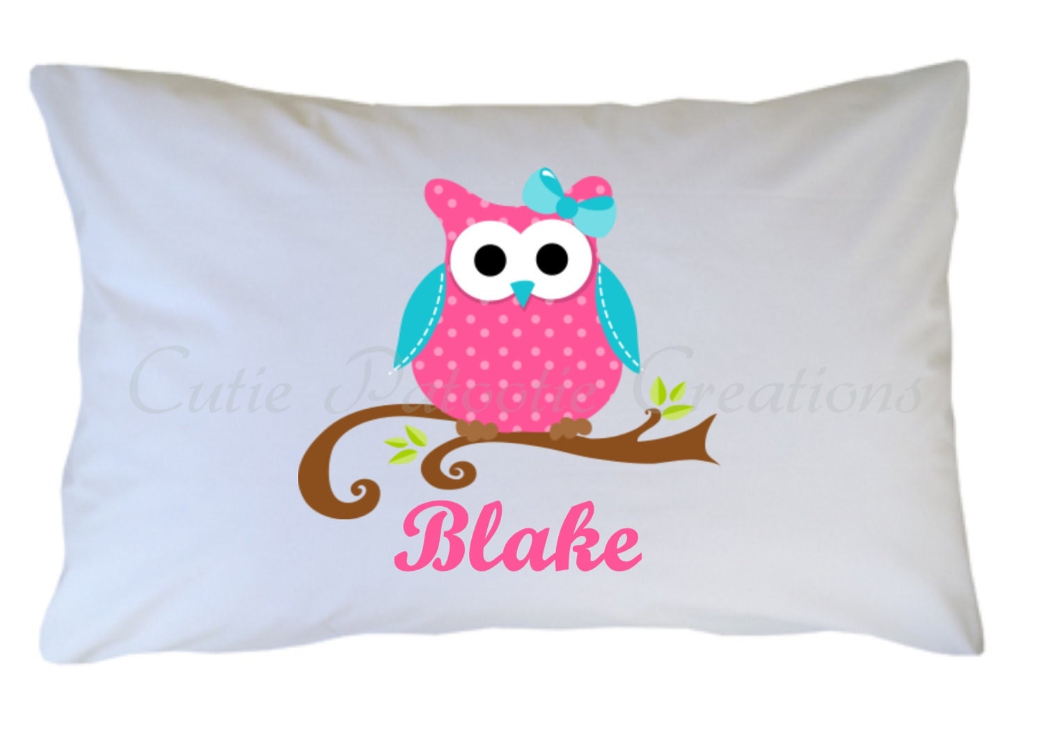 Owl Pillow Case, Personalized Standard or Travel Size Il_570xn