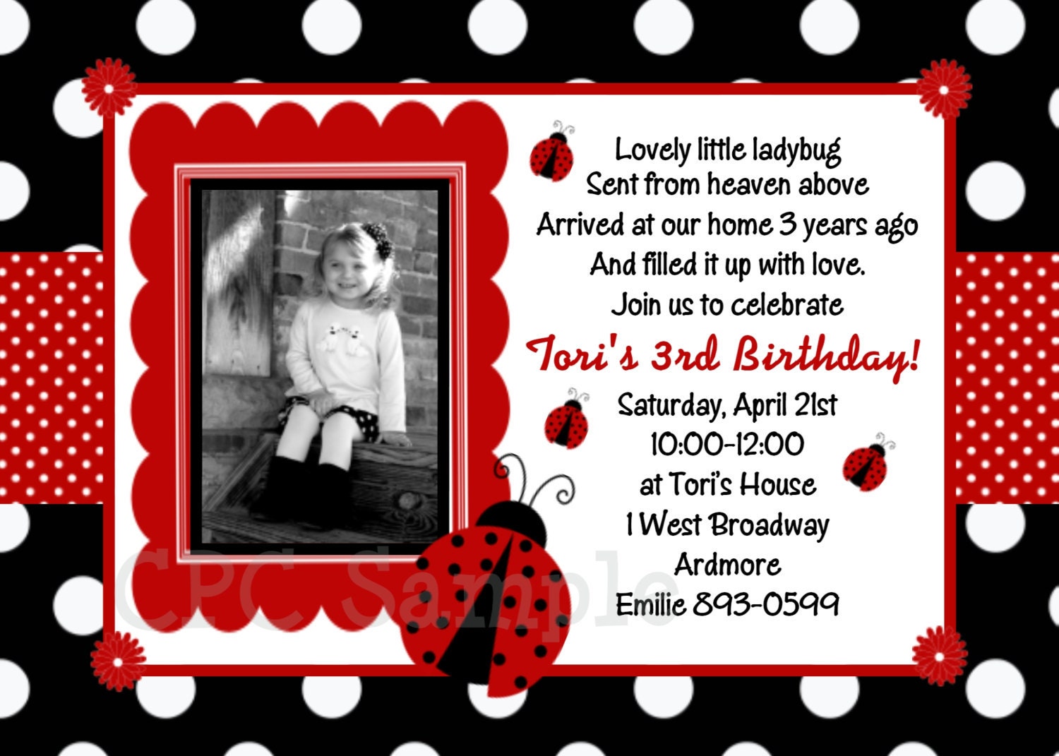 Ladybug Invitations Red and Black Ladybug Birthday Invitation Printable or Printed Il_570xn