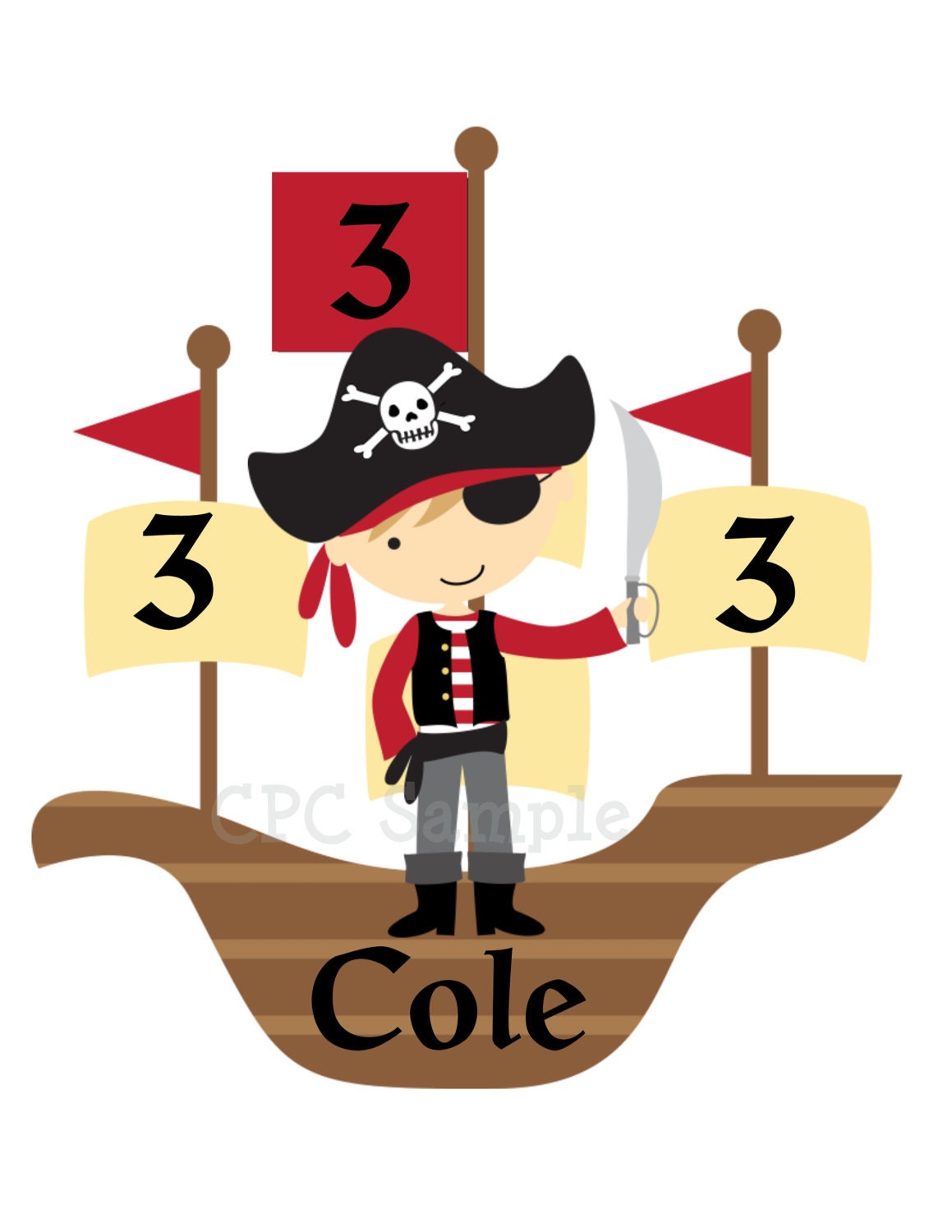 Pirate Ship TShirt or Onesie Girl or Boy Personalized Pirate Ship Birthday Shirt Il_570xn