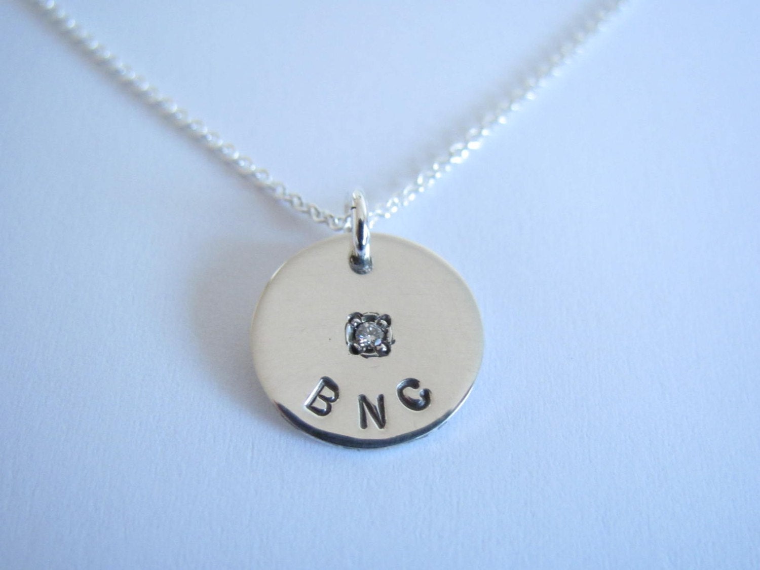 Sterling Silver Initial Disc Necklace