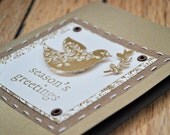 handmade holiday card gold with dove