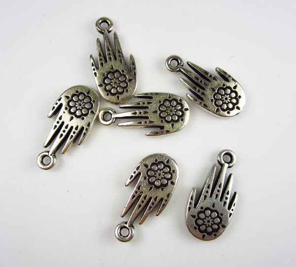 20 Silver Tierracast Henna Hand Charms