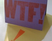 WTF...set of 5 folded letterpress notecards