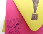 happy spring bird with top hat ... set of 5 letterpress note cards