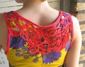 tattered peonies---- upcycled wearable art top