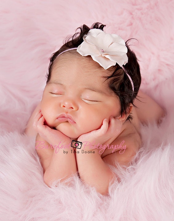 pink headband, pink hair flower, baby headband