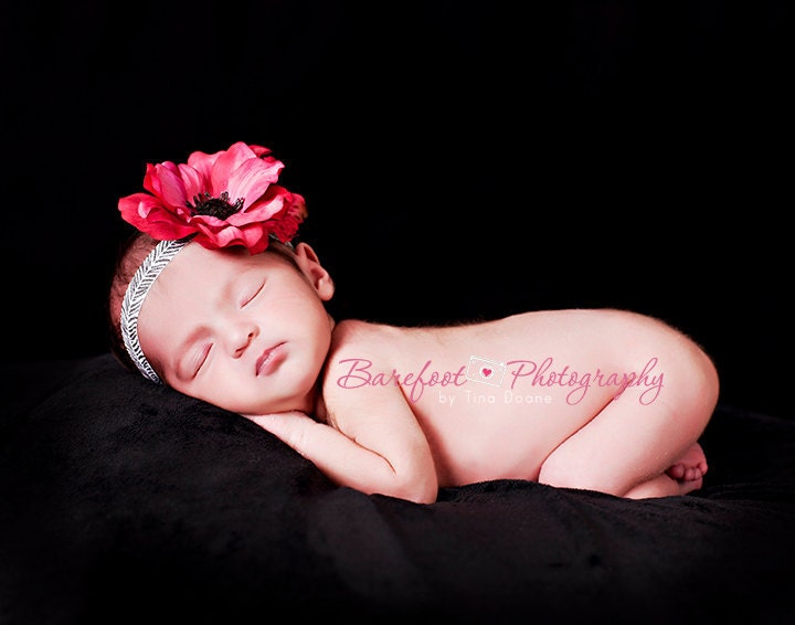 Newborn Headband, Baby Headband, Pink  FLower Headband