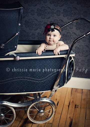 LUXE Red Feather Fascinator headband with Black Satin Bow on Black Elastic PHOTOGRAPHY Prop, Available in Newborn to Adults