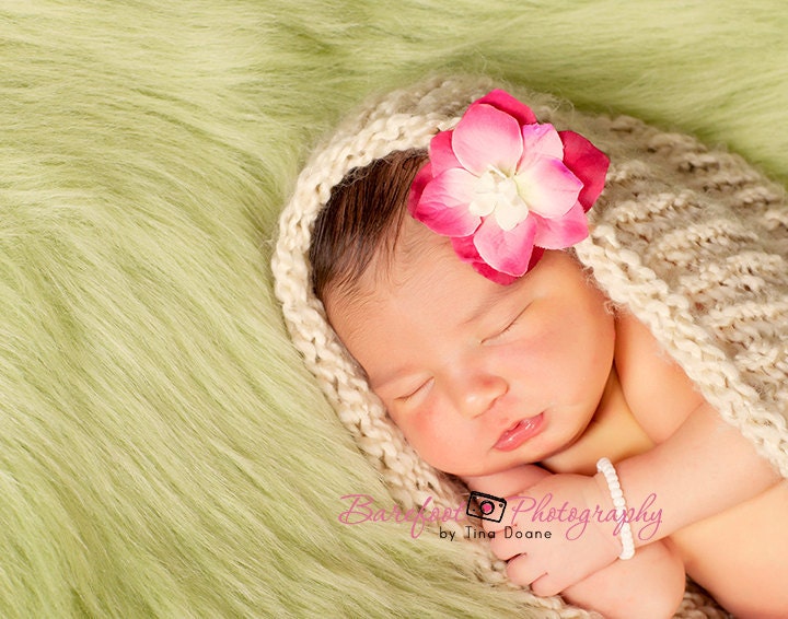 Fushia Rasberry Pink w/ Ivory Vintage Small Flower w/ skinny stretch ivory elastic headband  newborn, Baby, Infant, Adult Photography
