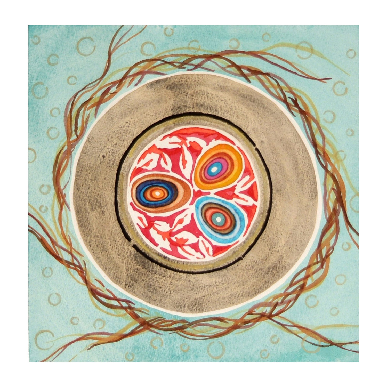 Gift Under 20, Set of 4 Cards, Nests, Nature, Woodland Art, Note Cards, Paper Goods, Stationery