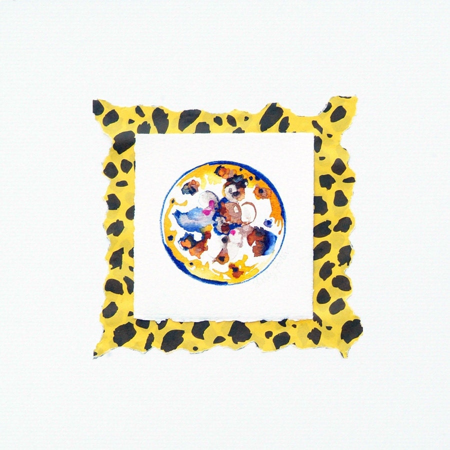 Original Painting, Unique Home Decor, Abstract Art, Minimalism, Animal Print, Safari, Yellow, Lavender