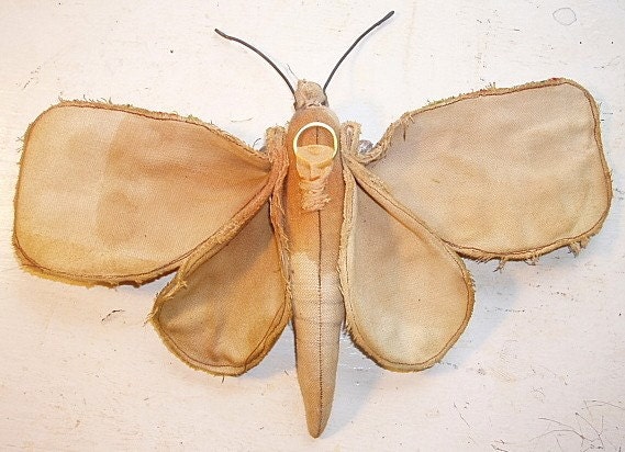 Moth made from old embroidery
