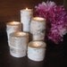 Birch Bark Log Tea Light Candle Holders Set of 5- 6",5",4",3" and 2" for your Wedding Centerpieces