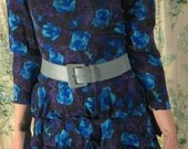 vintage JANET party dress, 80's prom blue floral