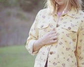 vintage floral yellow jean jacket womens medium small