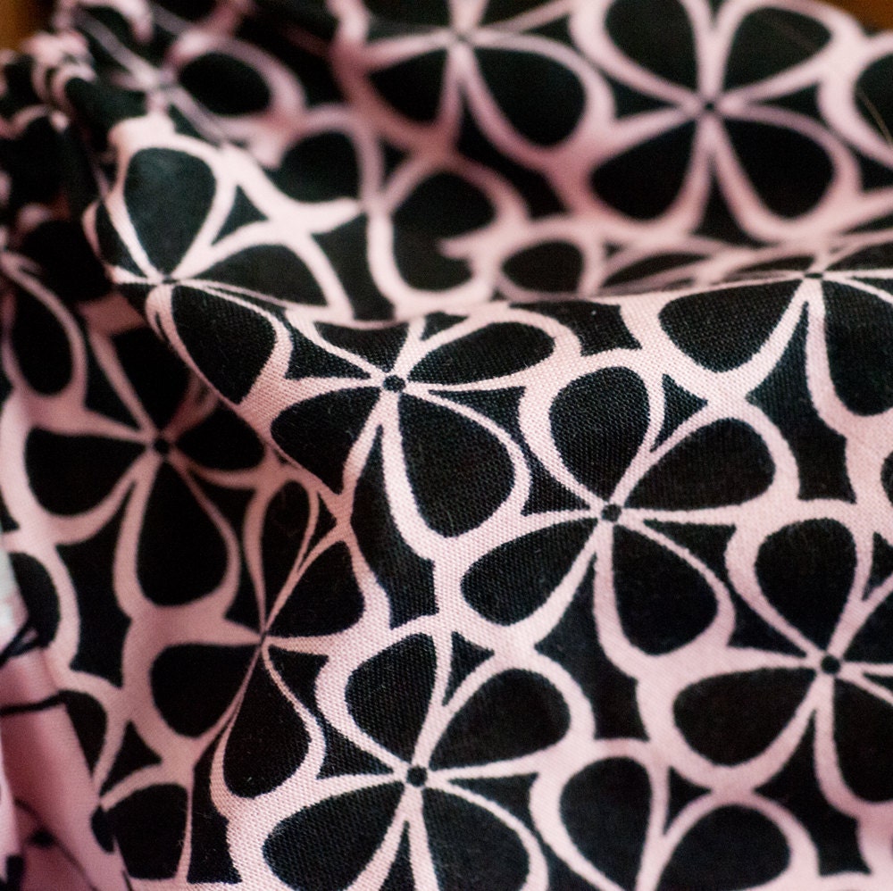 Girls Half-Sleeve Pink Black and White Peasant Top
