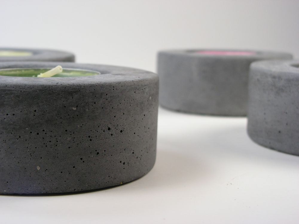 No.1 Round Concrete  Tea Light Candle Holder