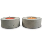 No.1 Round Concrete Tea Light Candle Holder - set of 2