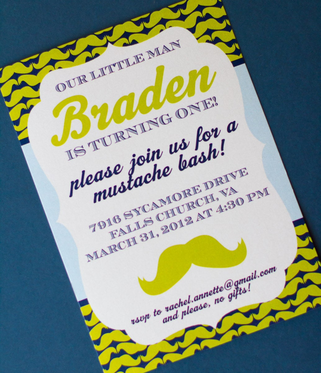 Mustache Bash Birthday or Baby Shower Invitation JPEG