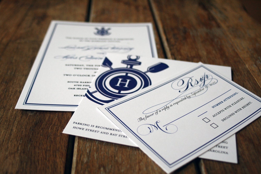 Modern Wedding Invitation  Anchor Custom with Nautical Monogram