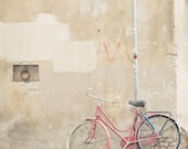 Bicycle photograph, Bike in Firenze - 5 x 5 fine art photography print - bicycle, Florence, red, street art, travel, home decor