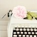 Remington and rose -  fine art photography print - vintage light blue typewriter with pink rose dreamy whimsical spring photograph
