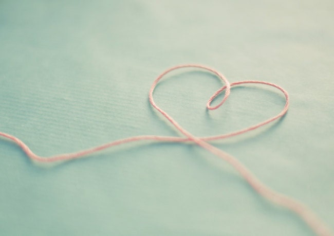 Romantic photograph - fine art photography print - mint pink love heart blue turquoise sweet romantic sew thread