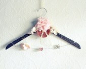 Shabby Chic Bridal Hanger Beach Wedding Rose Seashells Bride's Dress Hanger